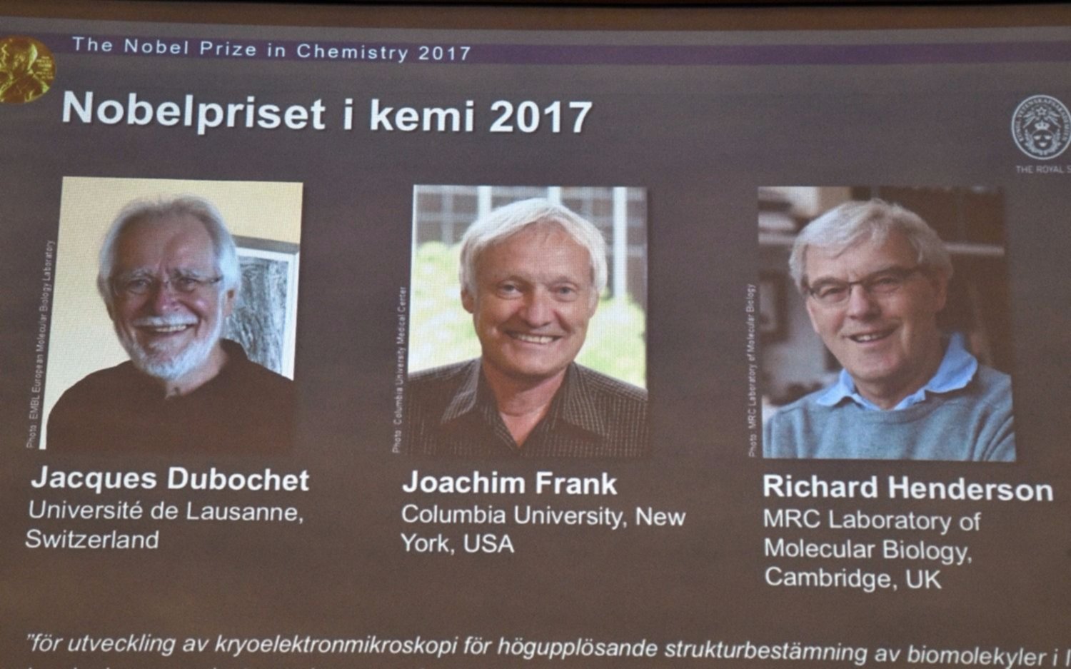 El Premio Nobel de Química, para investigadores de microscopía biomolecular