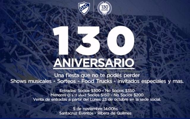 Organizan festejos por los 130 años del Quilmes Atlético Club