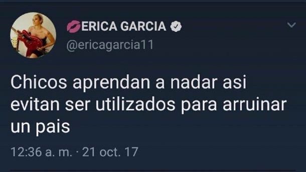 Érica García tuiteó sobre Santiago Maldonado y fue repudiada