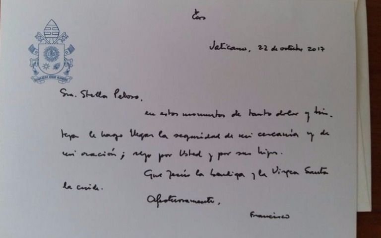 La familia Maldonado publicó la carta que el papa Francisco les envió