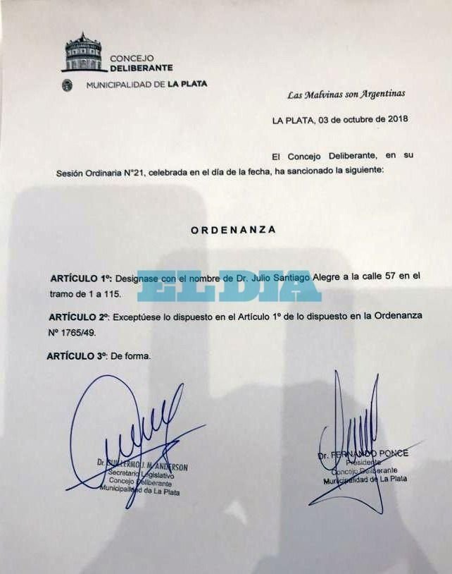 La calle 57 entre 1 y 115 llevará el nombre de un ex presidente de Estudiantes