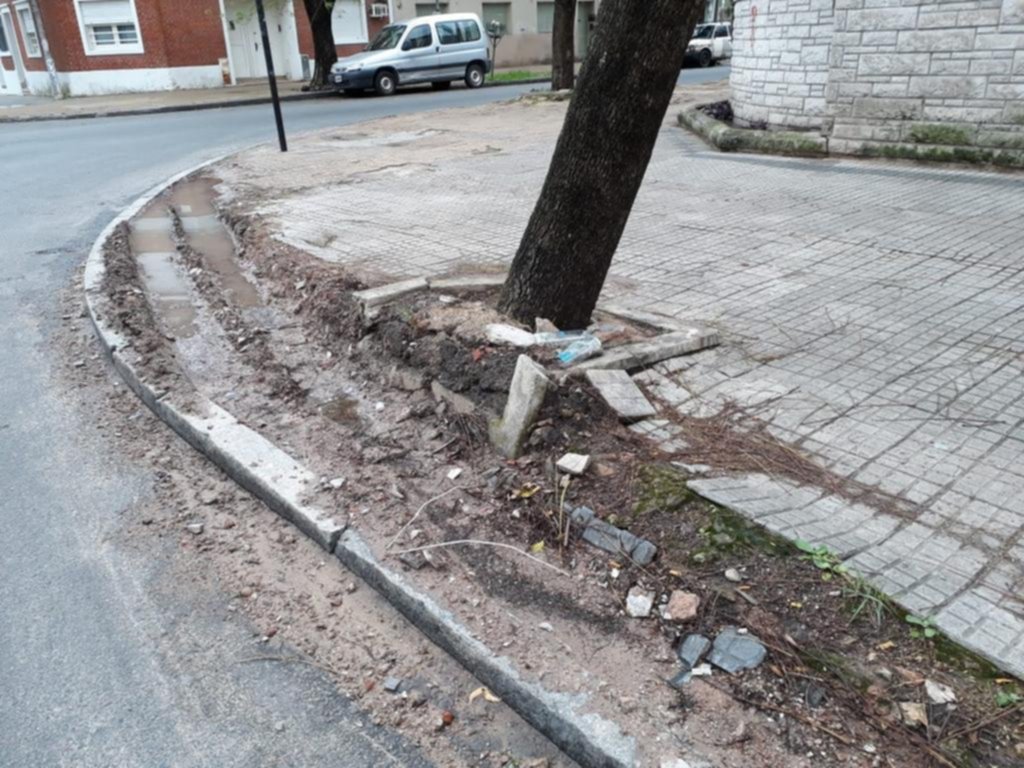 Un camión destroza la vereda de 1 y 63 y hay malestar
