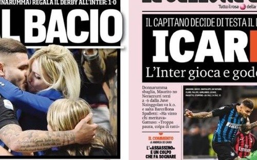 Gol y beso de Mauro Icardi se apoderaron de los diarios del lunes