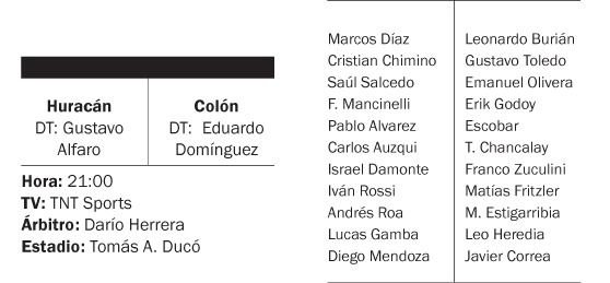 Huracán quiere recuperarse ante Colón