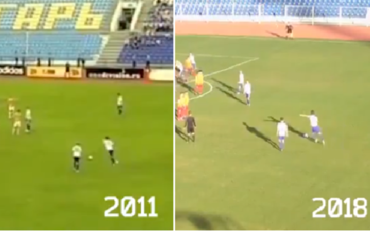 Con siete años de diferencia marcó un gol idéntico, en el mismo minuto y contra el mismo rival