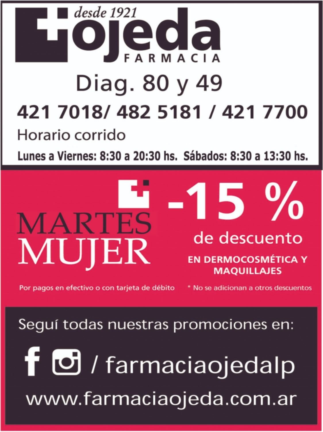 Martes con 15 por ciento de descuento en dermocosmética y maquillajes