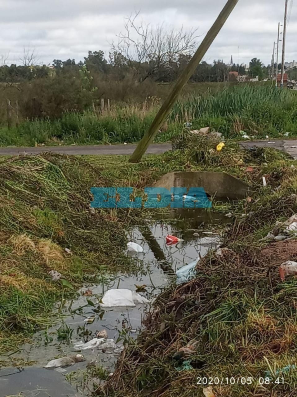 Preocupación en 605 y 13 por un caño tapado que impide el drenaje de agua de lluvia