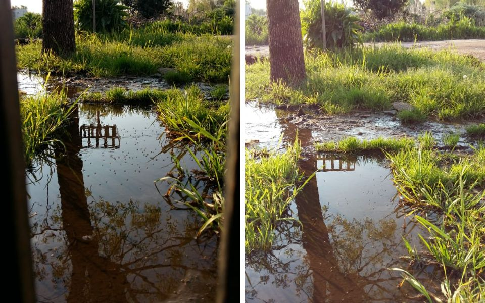 El calvario de un vecino de El Retiro: Sin presión y con una "postal mesopotámica" en su vereda