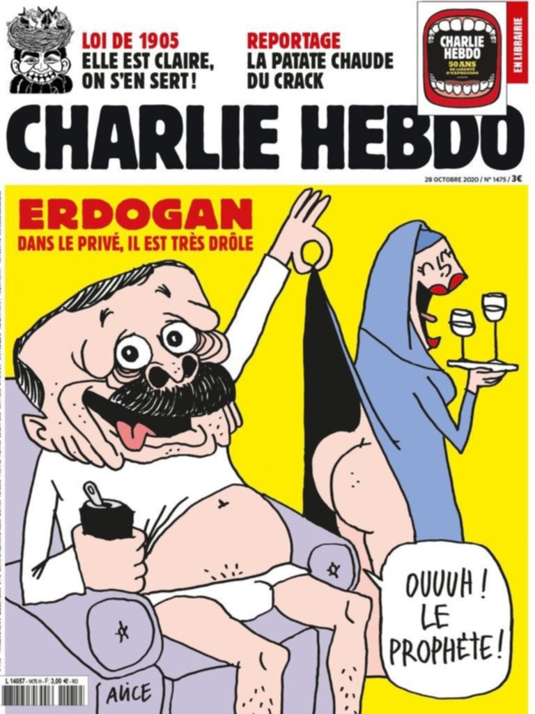 Furia turca: Erdogan condenó su caricatura publicada en la revista francesa Charlie Hebdo