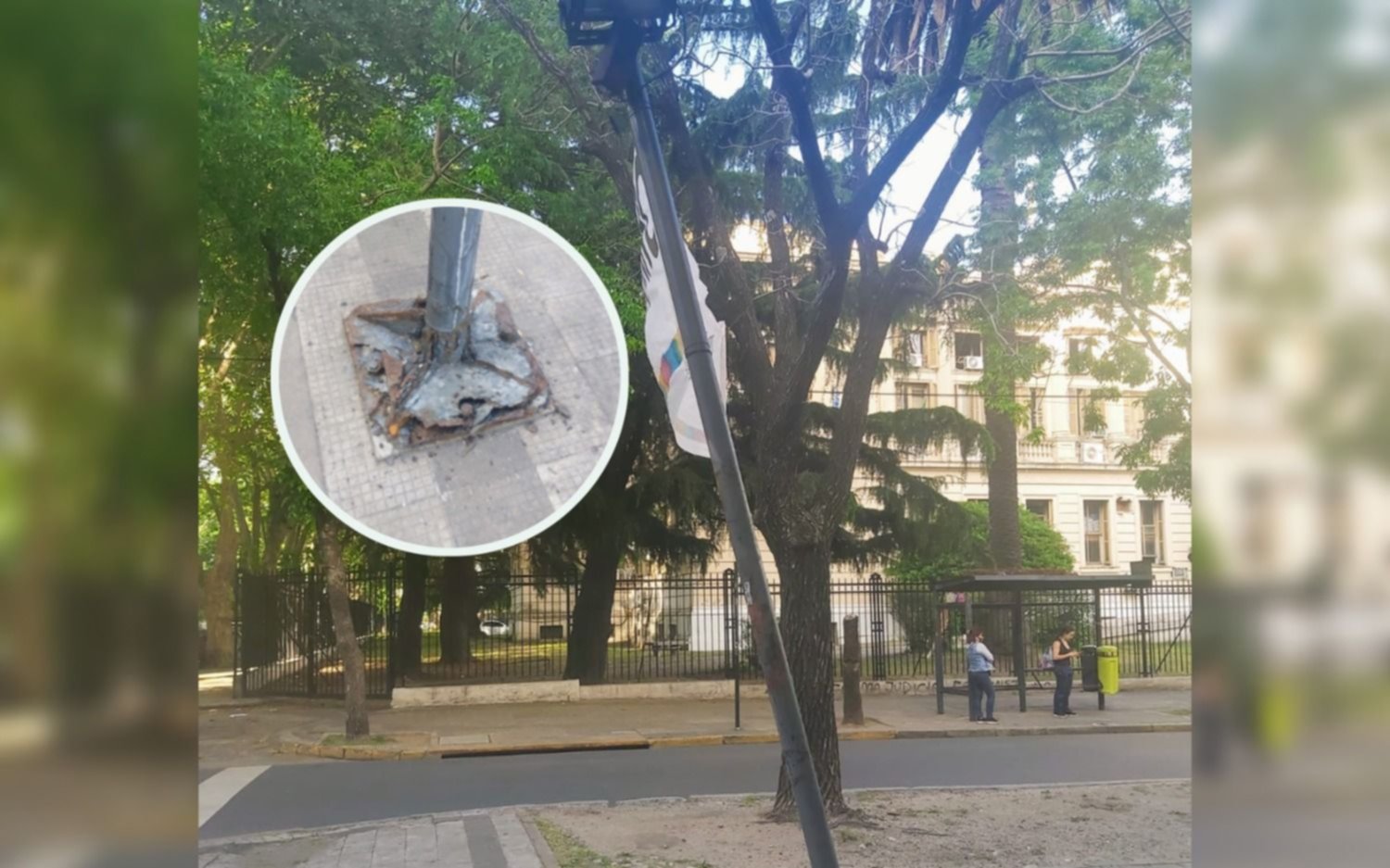 Riesgo en pleno centro platense: postes a punto de caerse y alerta por vientos fuertes mantienen en vilo a vecinos