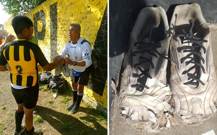 Un árbitro emocionó a todos en La Plata: un nene tenía sus botines rotos y le dio los suyos para que pudiera jugar 