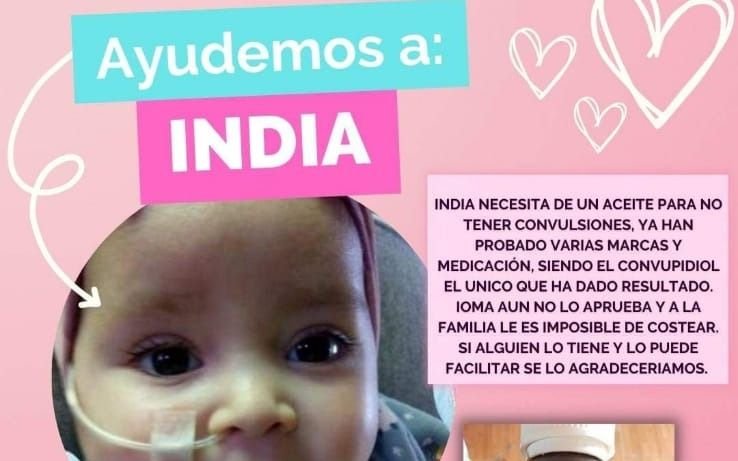 Piden ayuda por India, una beba de La Plata que necesita un medicamento