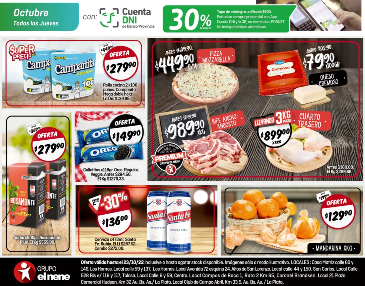 EL NENE. Todos los jueves de octubre 30% de ahorro con cuenta DNI