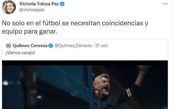  El comentario de Tolosa Paz en las redes sociales sobre una publicidad del Mundial