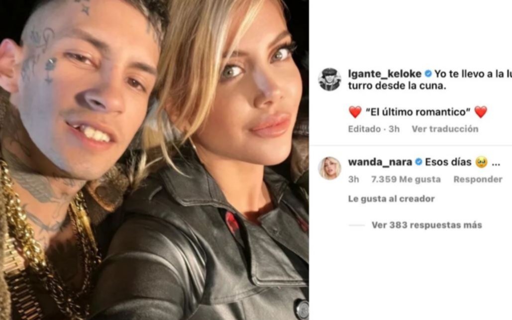 Los tiernos mensajes de L-Gante y Wanda Nara que levantaron polvareda en las redes 