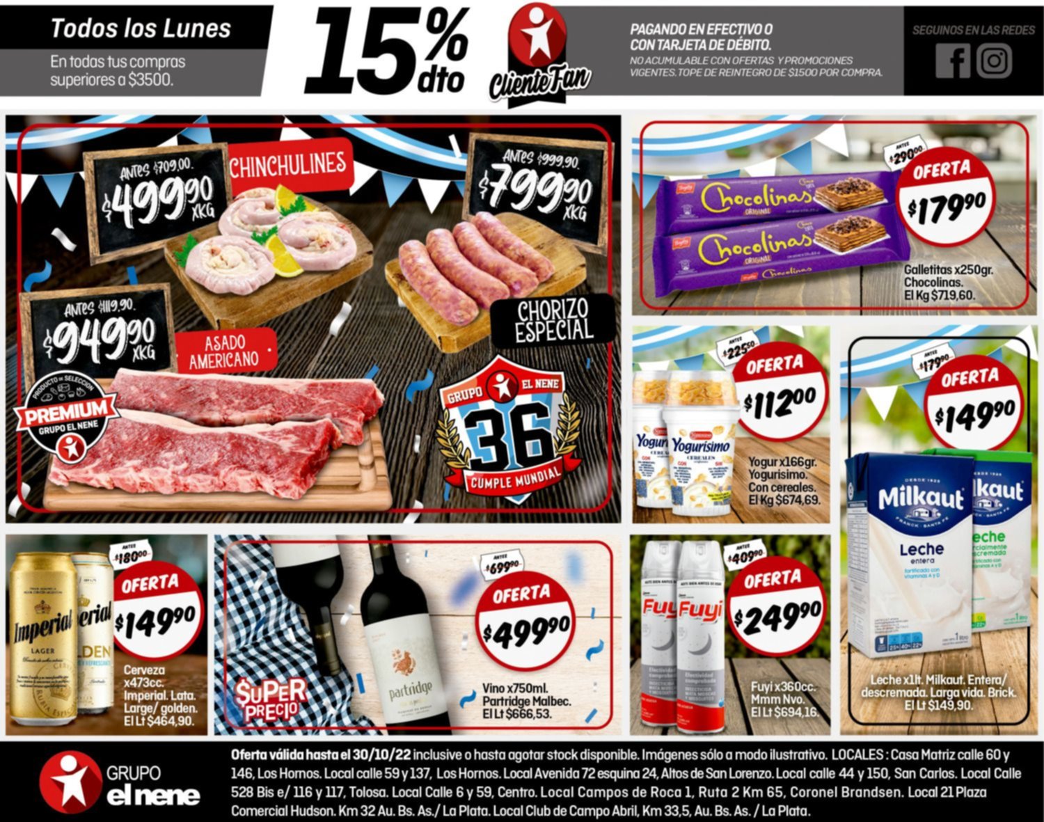 Todos los lunes 15% de ahorro en El Nene