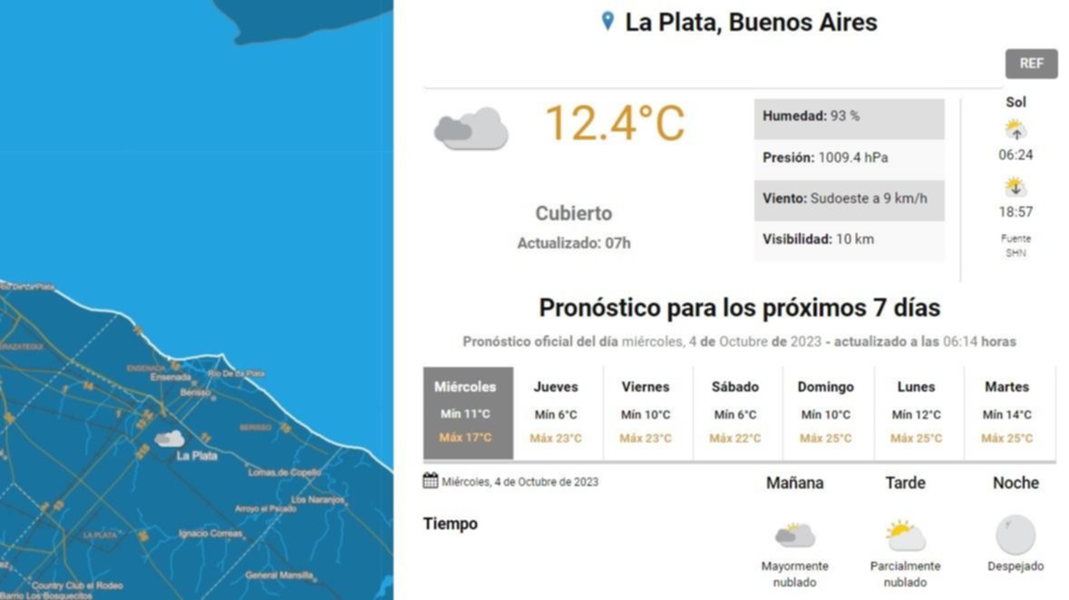 Pronóstico del tiempo para La Plata, según el SMN.- Pasó la lluvia y el tiempo mejora: día por día, así sigue el clima