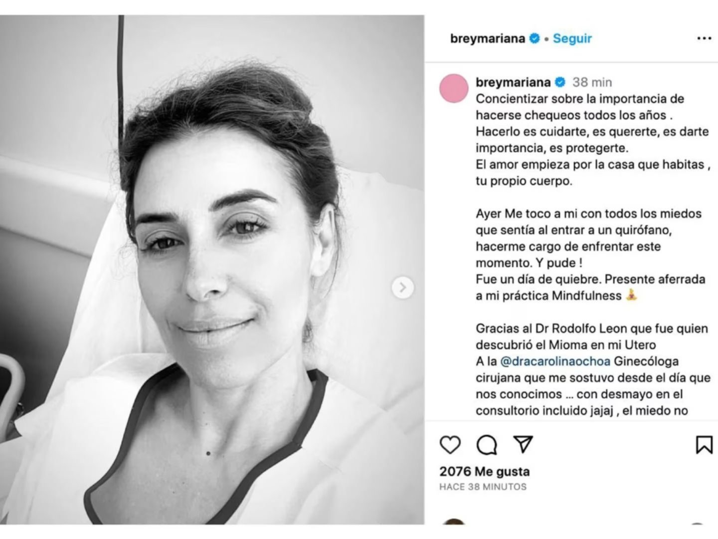 "Miedos": internaron a Mariana Brey y reveló qué le descubrieron los médicos