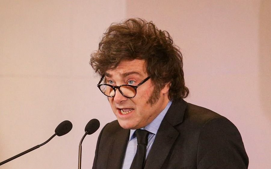 Milei y un mensaje mostrando a Cristina y Lousteau como titiriteros de la marcha universitaria