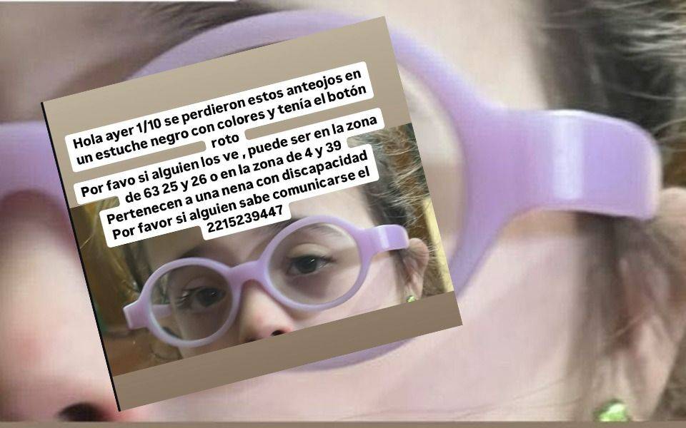 Los buscan desesperados: una nena con discapacidad perdió sus anteojos en La Plata