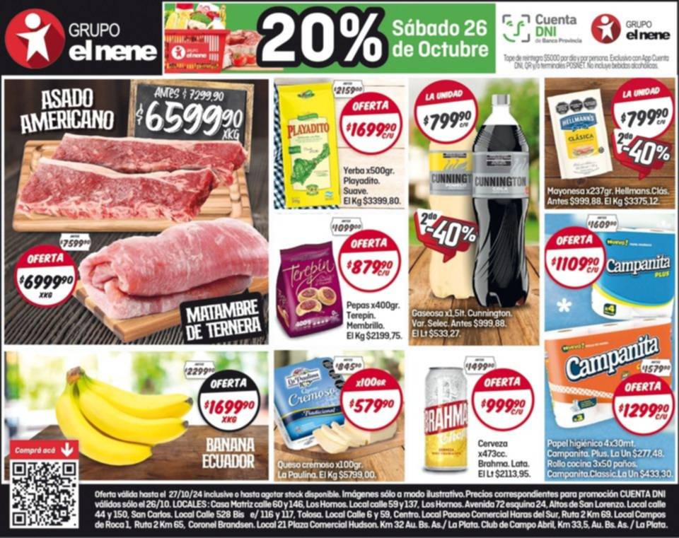 Las ofertas en El Nene para este fin de semana con 20% de reintegro con Cuenta DNI