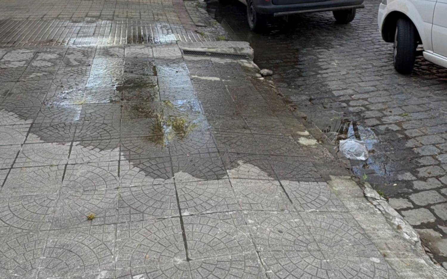 Por una pérdida de agua en el centro de La Plata, vecinos con movilidad reducida no pueden circular