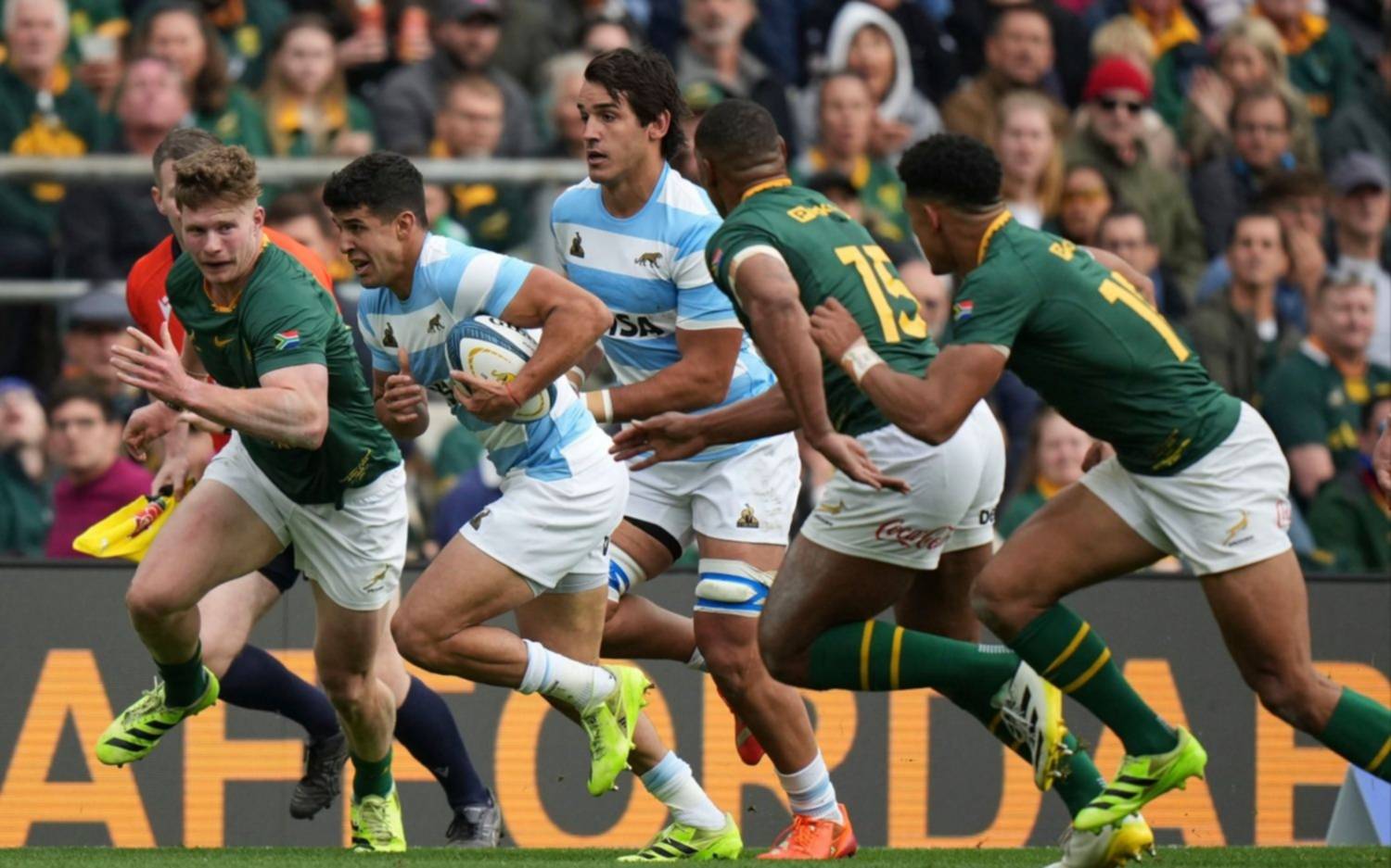 Duro partido de Los Pumas contra Sudáfrica, que necesita ganar para ser campeón