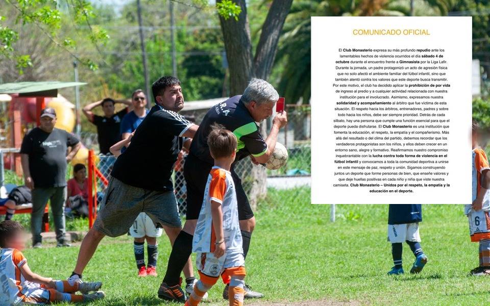 El comunicado del Club Monasterio tras la agresión en un partido de fútbol infantil: repudio y "expulsión de por vida"