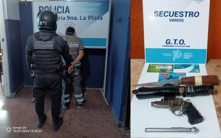 Operativo policial en el centro de La Plata: detuvieron a un hombre con un arma tumbera y tarjetas robadas
