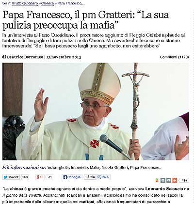 La mafia calabresa tendría en la mira al papa Francisco