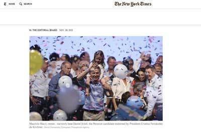 New York Times le dedicó un editorial a Macri