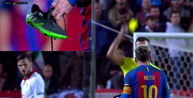 A Lio Messi le rompieron el botín, se enojó y terminó amonestado