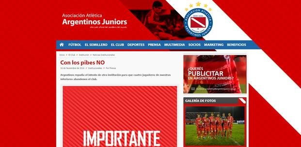 Argentinos Juniors denunció a River por robo de juveniles