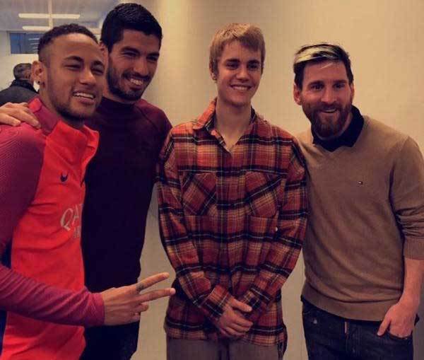 Messi se reintegró al trabajo y recibió a Justin Bieber