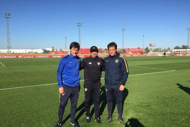Sampaoli visitó el entrenamiento de Boca en Sevilla