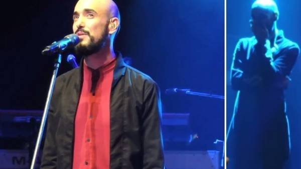 Abel Pintos cantó un tema que le hizo recordar un antiguo amor y se emocionó en pleno show