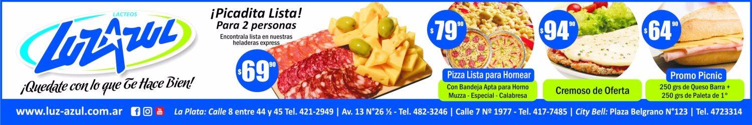 Pizzas, picadas, y mucho más en Luz Azul