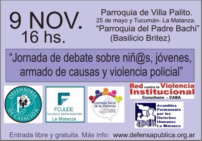 Desarrollarán una jornada de debate sobre jóvenes y violencia policial