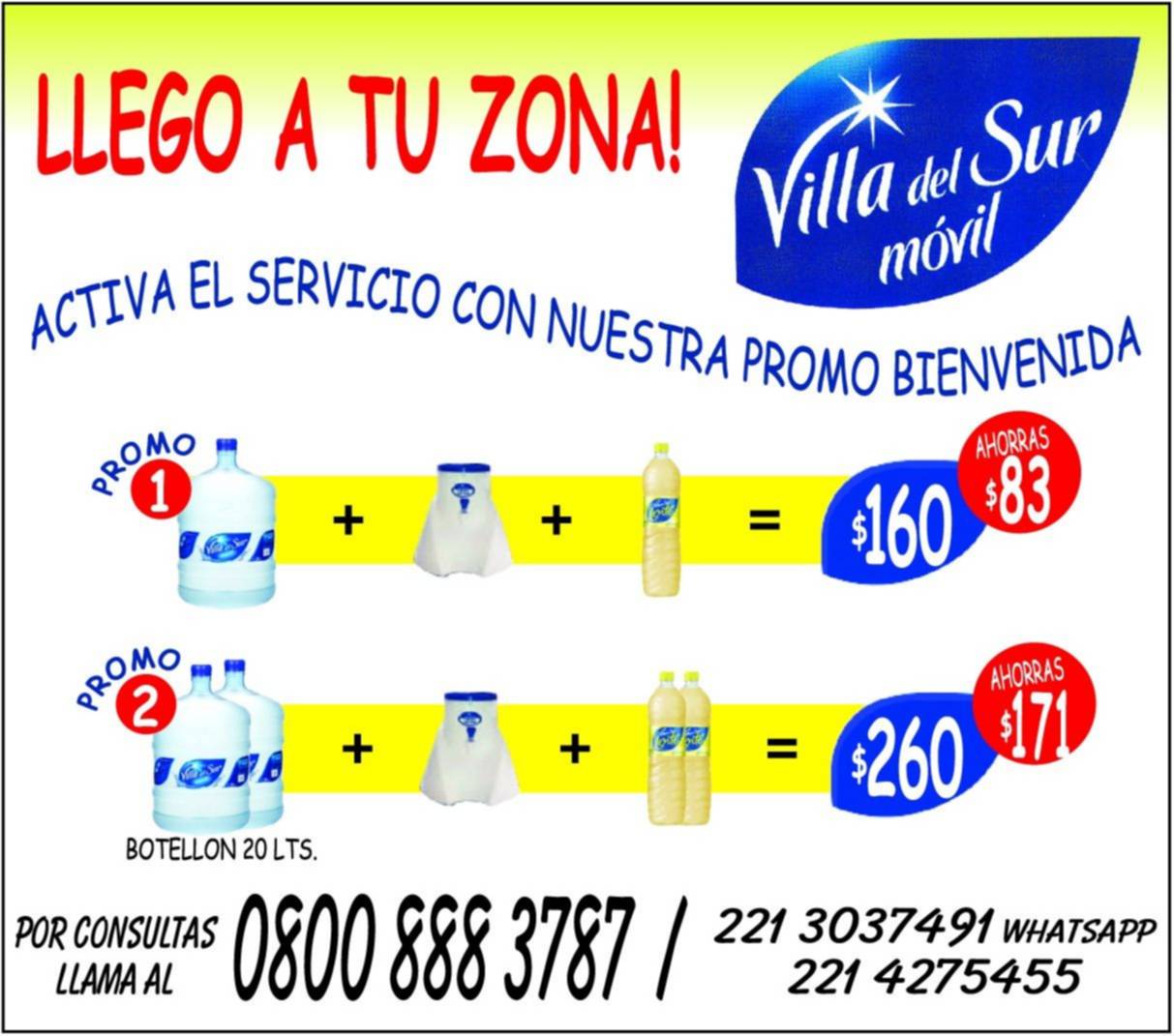 Pedí tu botellón de agua en Villa del Sur móvil: hasta tu casa y al mejor precio