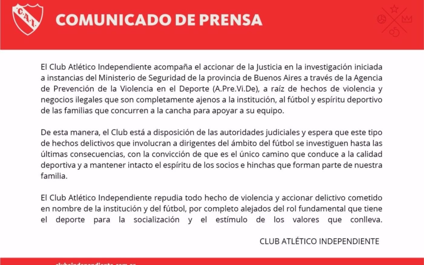 El comunicado de Independiente sobre la detención de Noray Nakis