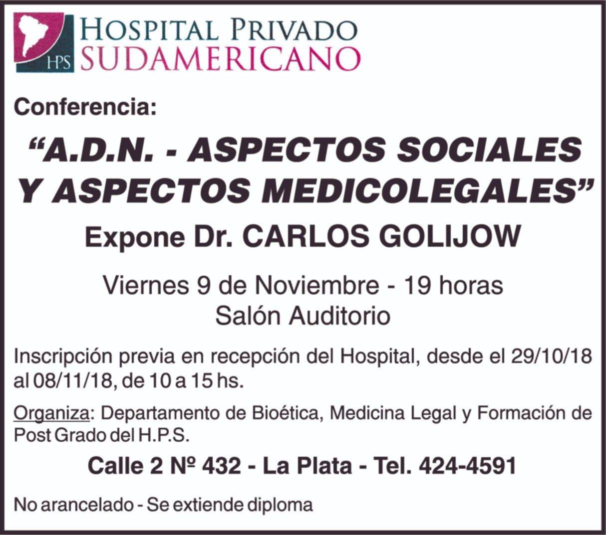 El Hospital Sudamericano realizará una conferencia este viernes
