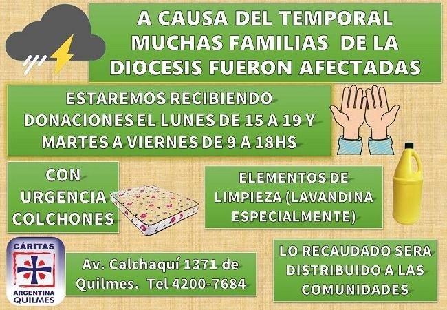 Campaña solidaria por los afectados por el temporal