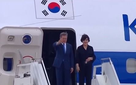 El arribo del presidente de la República de Corea, Moon Jae-in