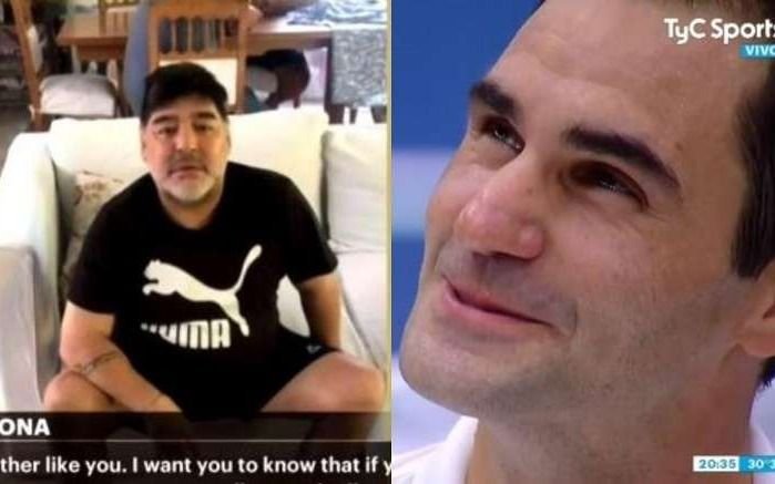En la exhibición de Federer, de repente se "apareció" Maradona