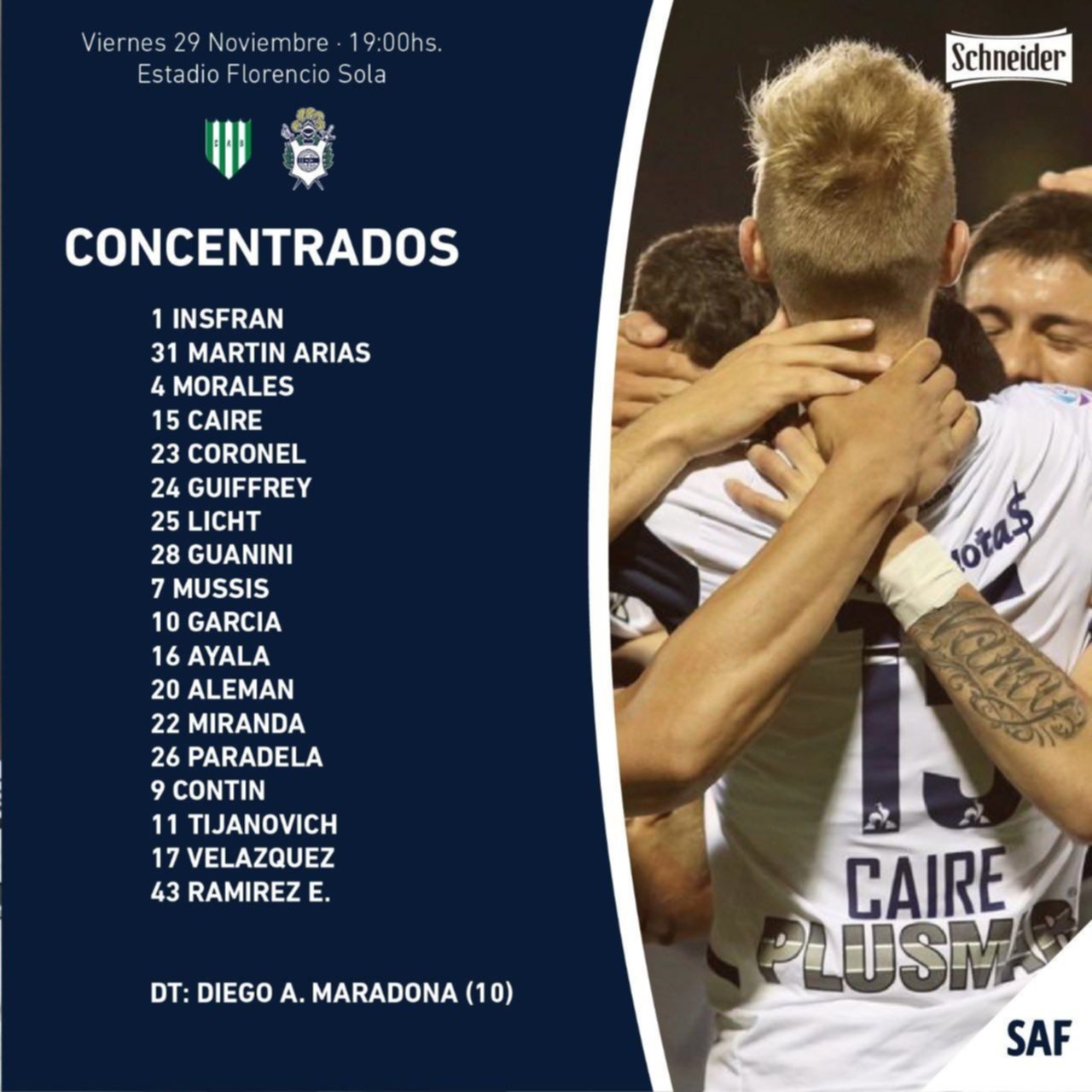 Sin Vargas ni Melluso, Maradona dio la lista de concentrados para visitar a Banfield