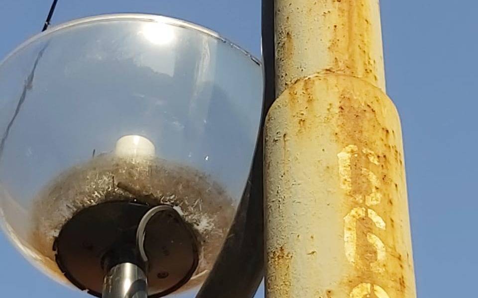 Reclamo por un poste de luz averiado en 29 entre 64 y 65