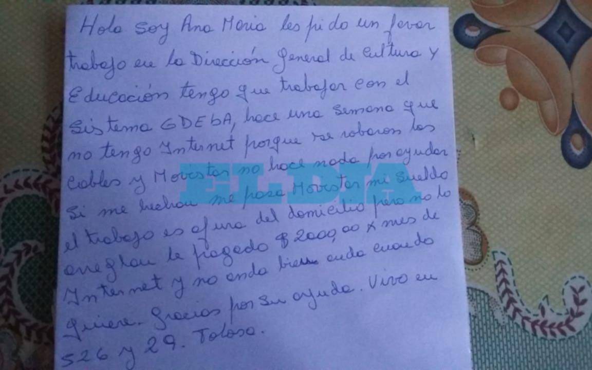 La carta de una mujer que teme perder su trabajo por un corte en el servicio de internet