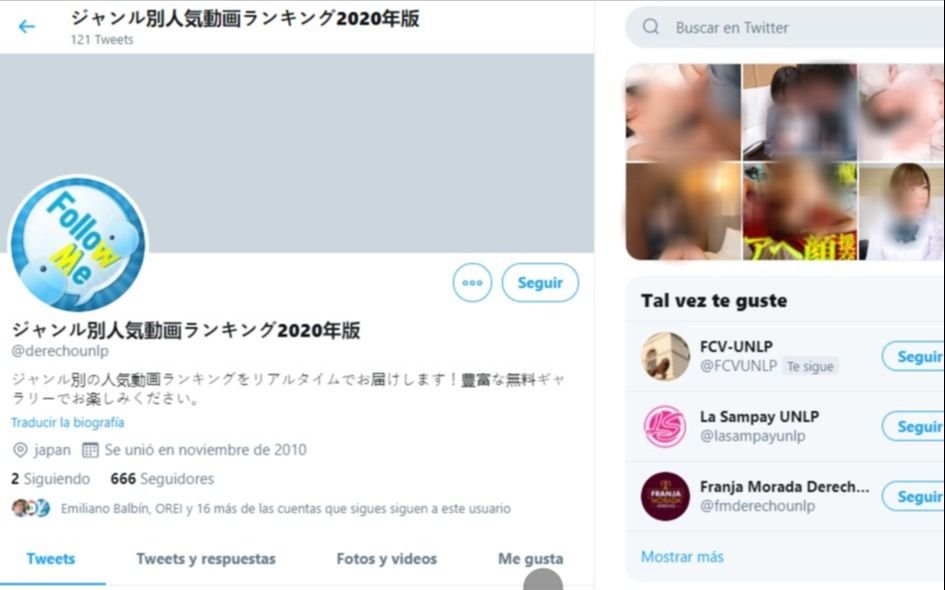 Fotos pornográficas y revuelo por una cuenta de Twitter con el nombre de la Facultad de Derecho de la UNLP