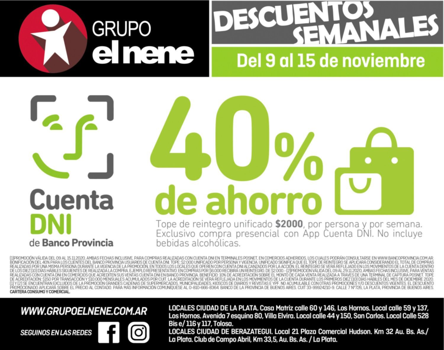 Del 9 al 15 de noviembre 40% de ahorro con la app Cuenta DNI