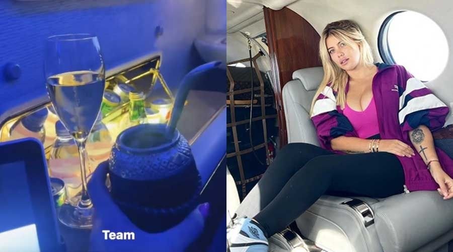 Así son los viajes champagne: Wanda se reencontró con Icardi y mostró los "chiches" de su avión privado